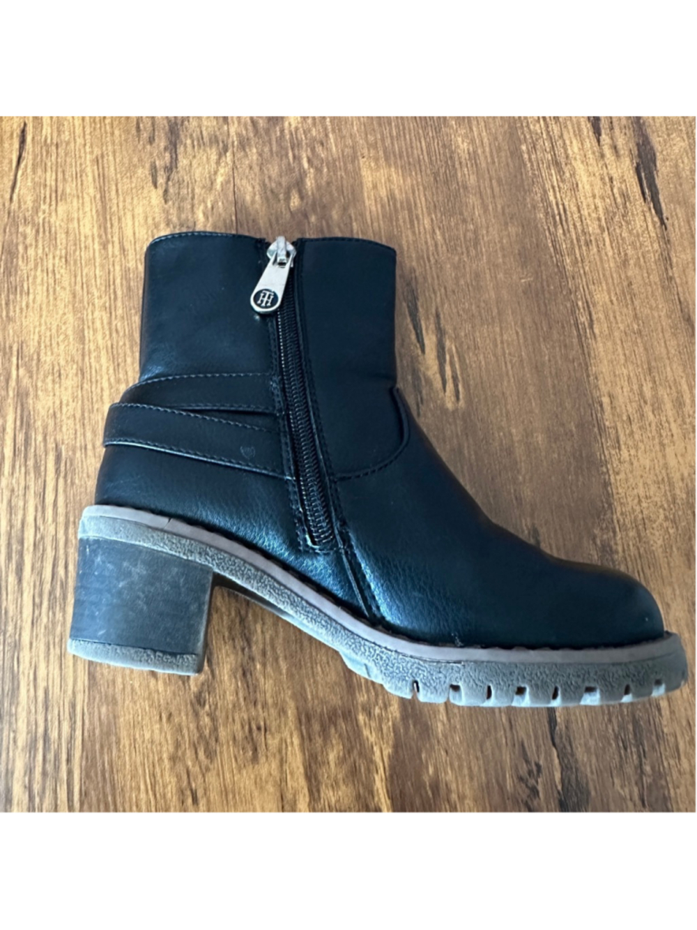 Tommy Hilfiger Teri Maverick Ankle Boots Girls 11 Black Lug Sole Booties - Picture 5 of 9
